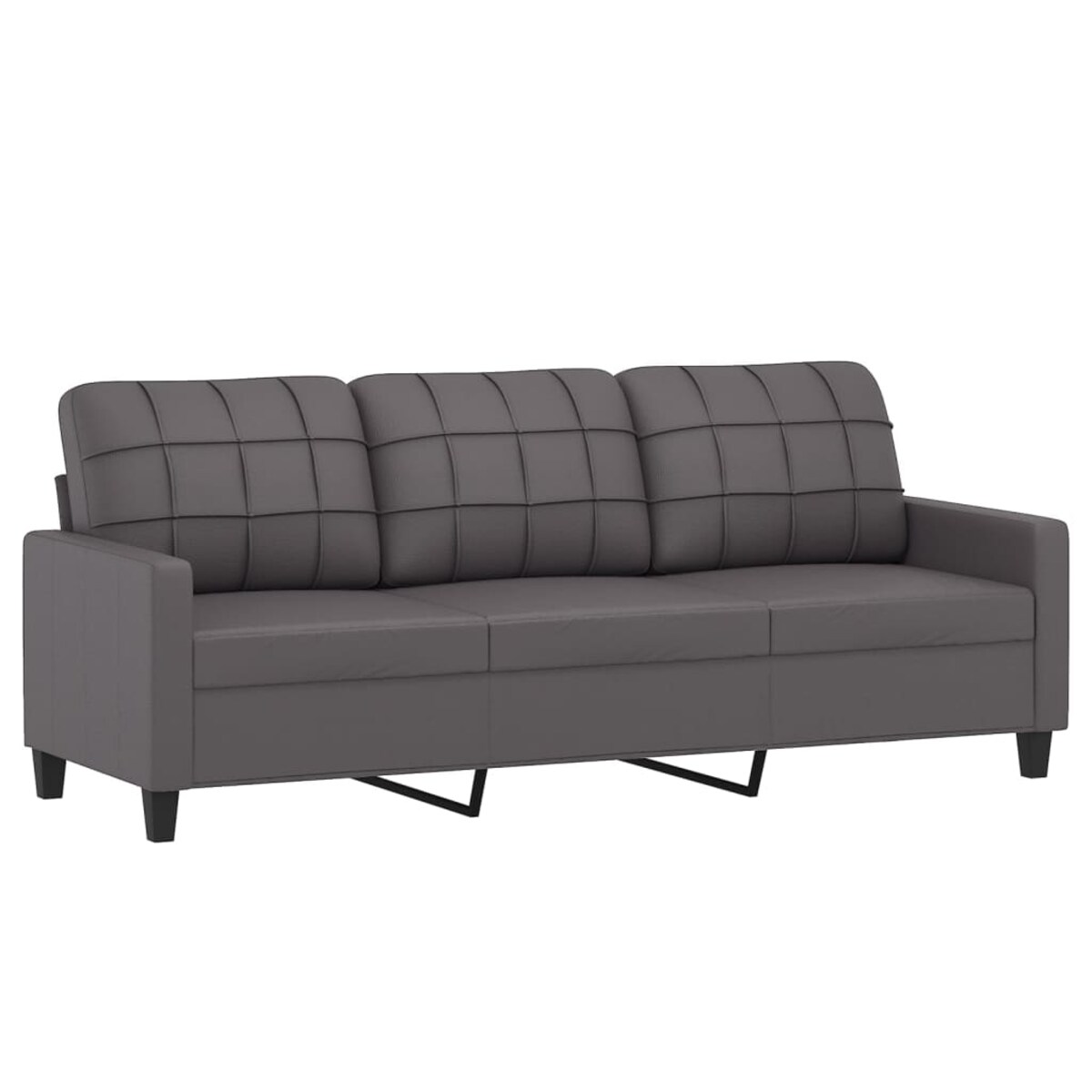 vidaXL 3-osobowa sofa z podnóżkiem, szary, 180 cm, sztuczna skóra