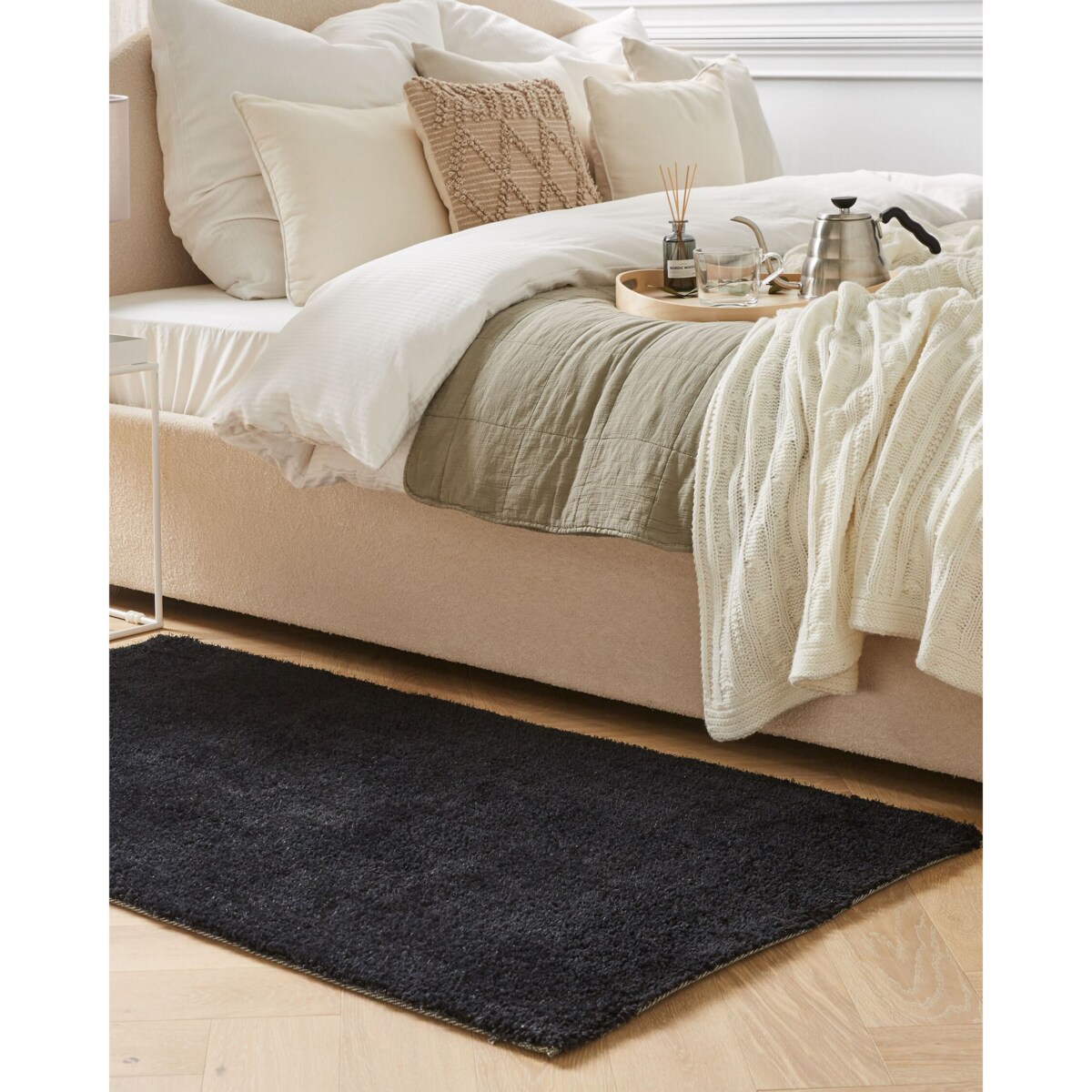 Dywan shaggy 80 x 150 cm czarny DEMRE