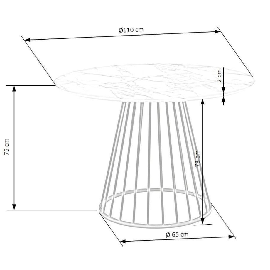 STÓŁ OKRĄGŁY Dabro 110 cm biały MARMUROWY WZÓR stalowe nogi
