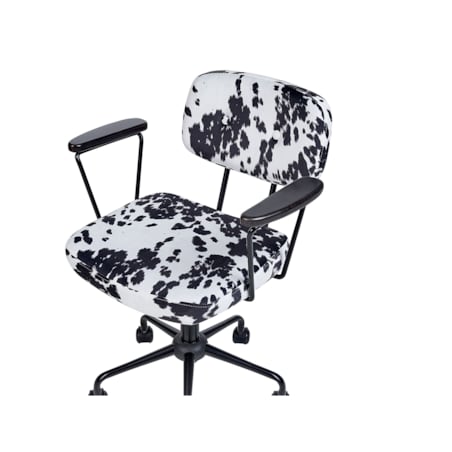 Krzesło biurowe regulowane welurowe w łaty czarno-białe ALGERITA