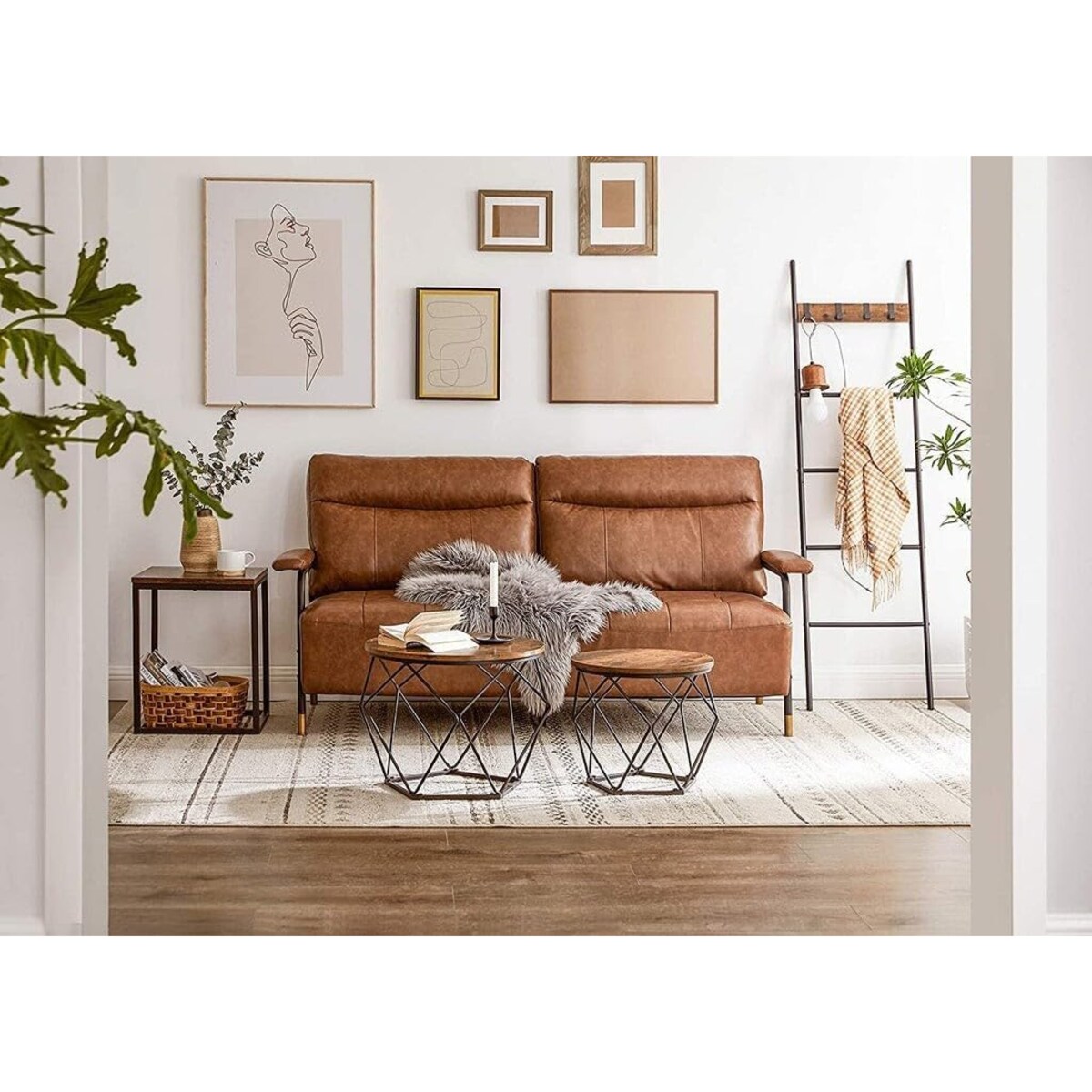 Stolik Kawowy 2Szt Rustykalny Brąz, Czarny