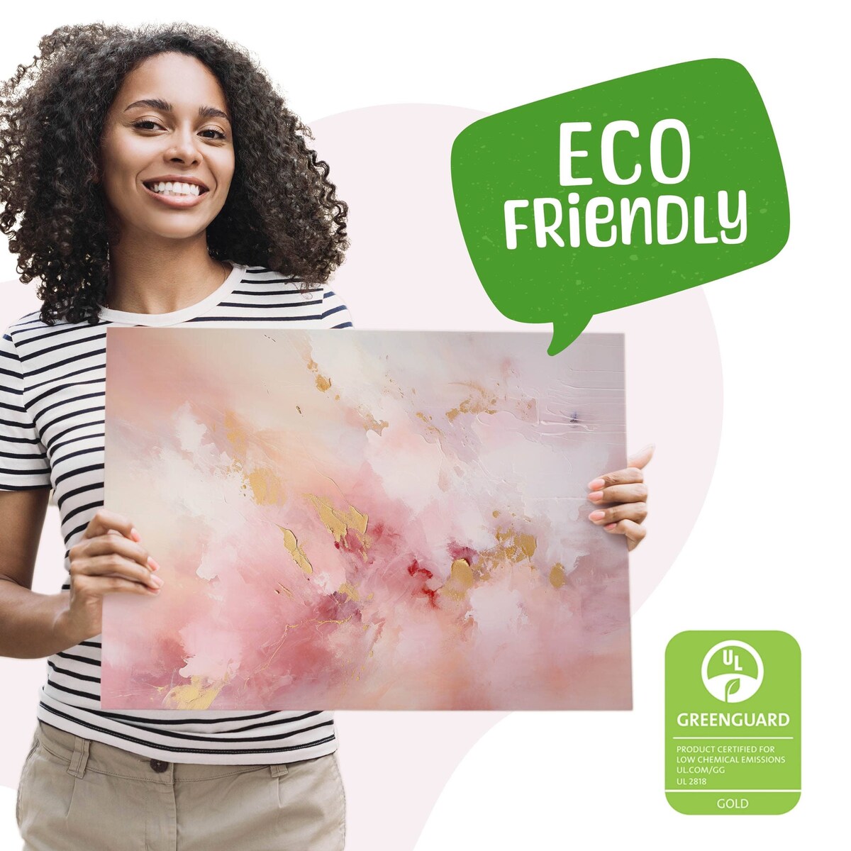 Obraz Ścienny Do Sypialni Salonu Różowy Beton Akwarele Styl Glamour 70x50cm