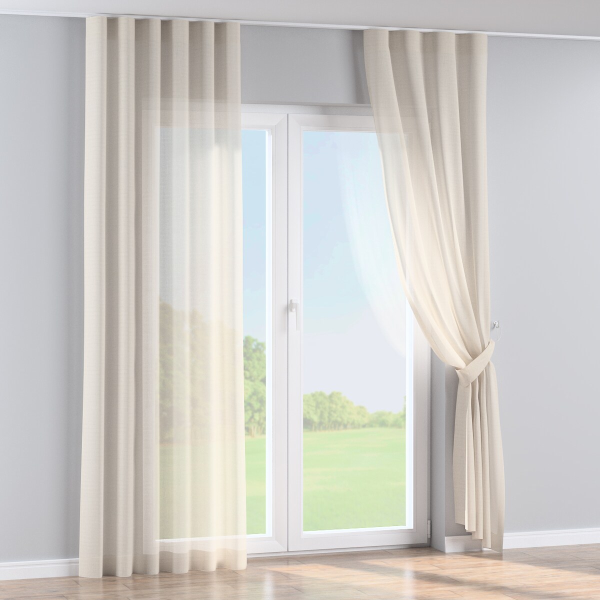 Zasłona na taśmie wave 130x245 kremowy