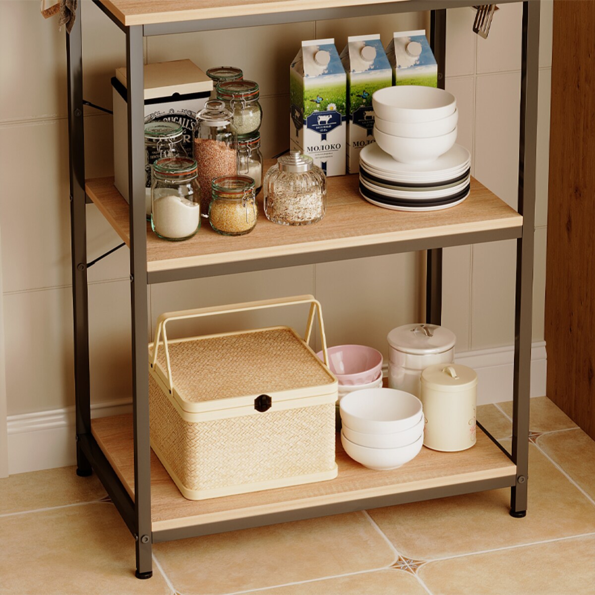 Wielofunkcyjny regał szafka kuchenna jasny brąz sonoma loft