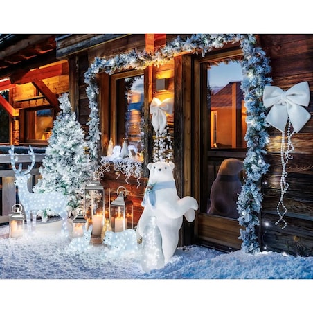 Duża figurka - Miś Polarny, futerkowy w szaliku, 100 cm