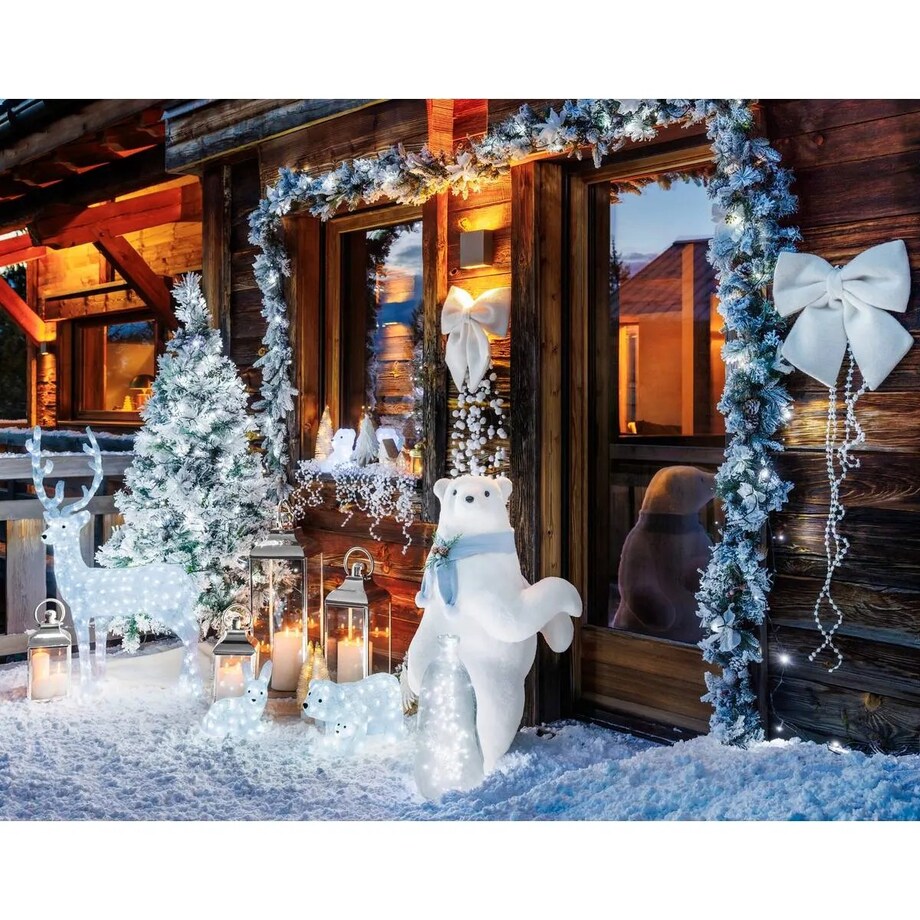 Duża figurka - Miś Polarny, futerkowy w szaliku, 100 cm