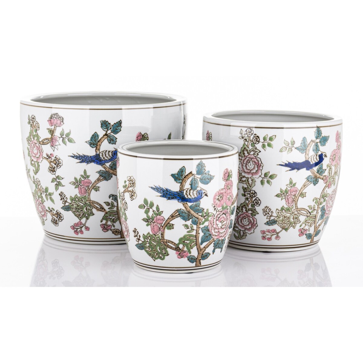 Osłonka 3 szt. ceramiczna w kwiaty 20,5x25 i 19x20 VASI DI FIORI