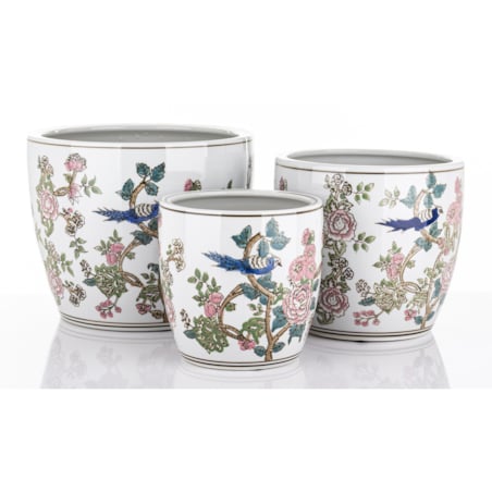 Osłonka 3 szt. ceramiczna w kwiaty 20,5x25 i 19x20 VASI DI FIORI