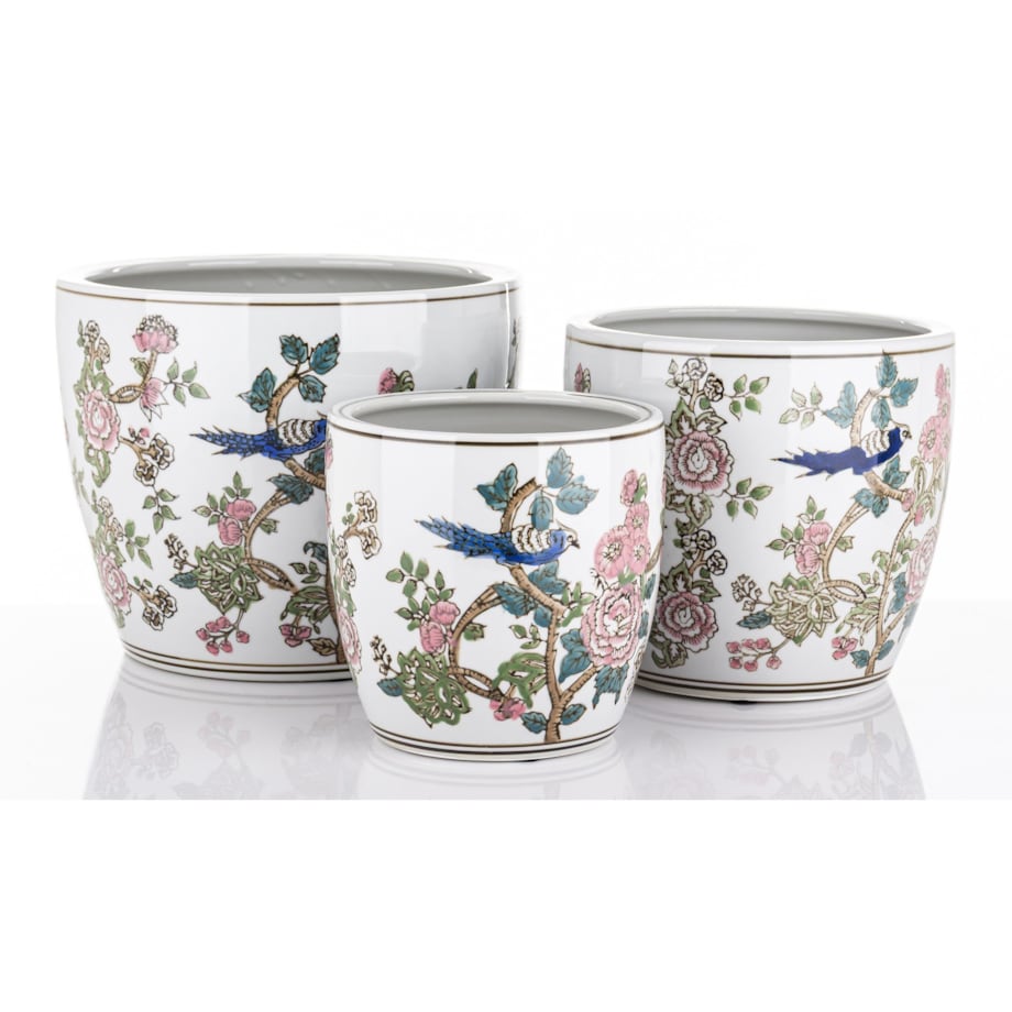 Osłonka 3 szt. ceramiczna w kwiaty 20,5x25 i 19x20 VASI DI FIORI