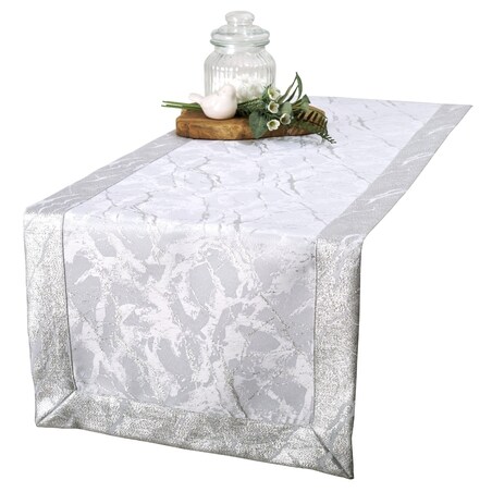 Bieżnik srebrny Marmur O5 - 40x200 cm - srebrny - 40cm x 200cm