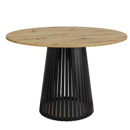 Stół okrągły VIV z lamelami do jadalni , salonu, blat 110 cm - dąb artisan