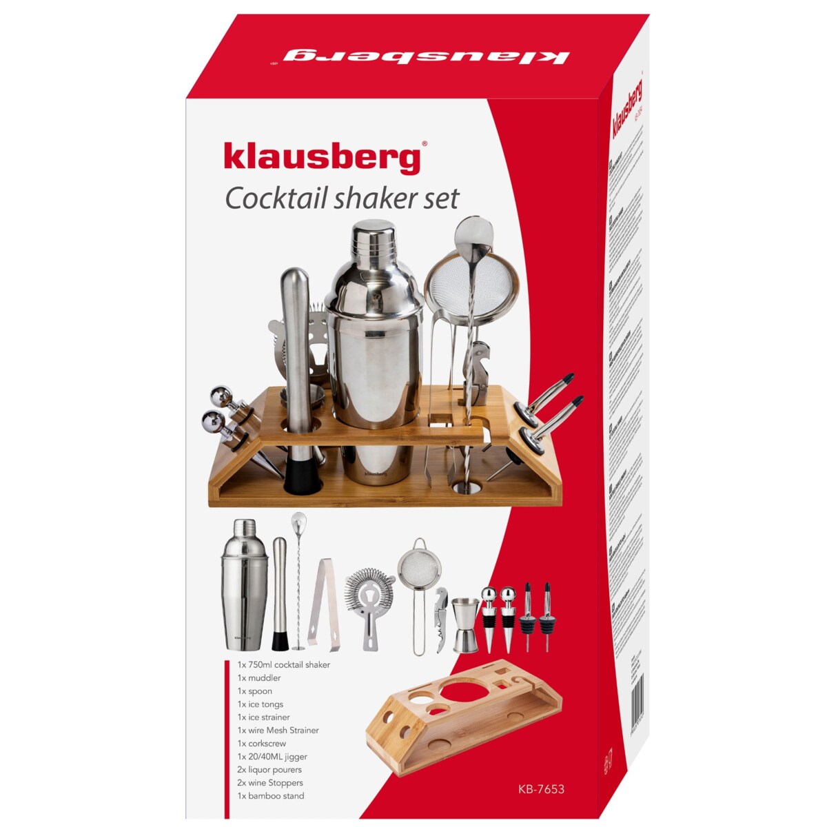 Zestaw barmański do drinków koktajli 13-ele Shaker srebrny KLAUSBERG