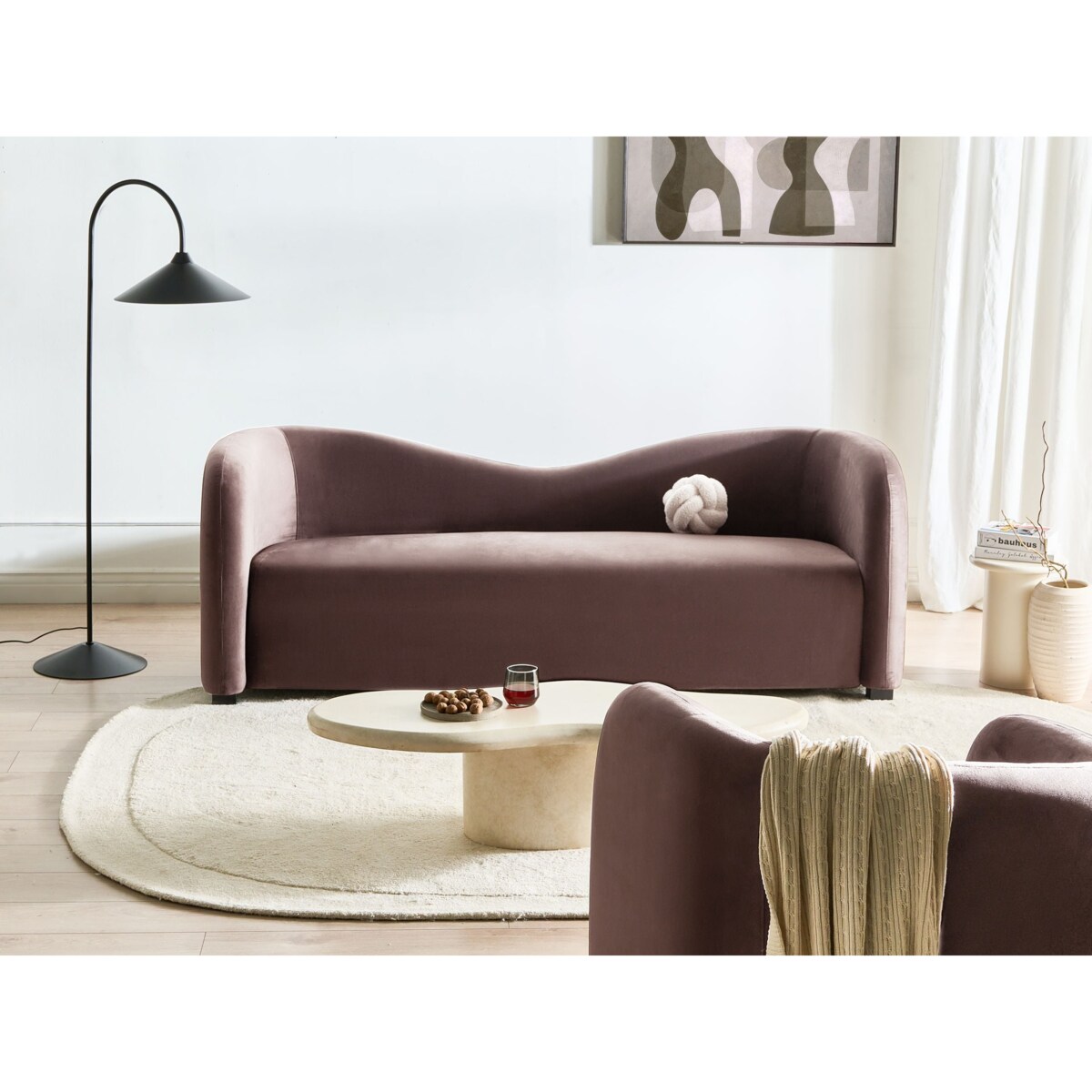 Sofa dla 3 osób VELTADA Welur Ciemnobrązowy