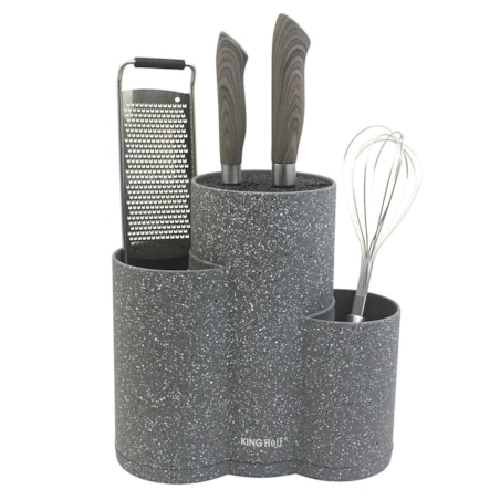 Uniwersalny blok stojak na noże do noży 3w1 szary KINGHOFF