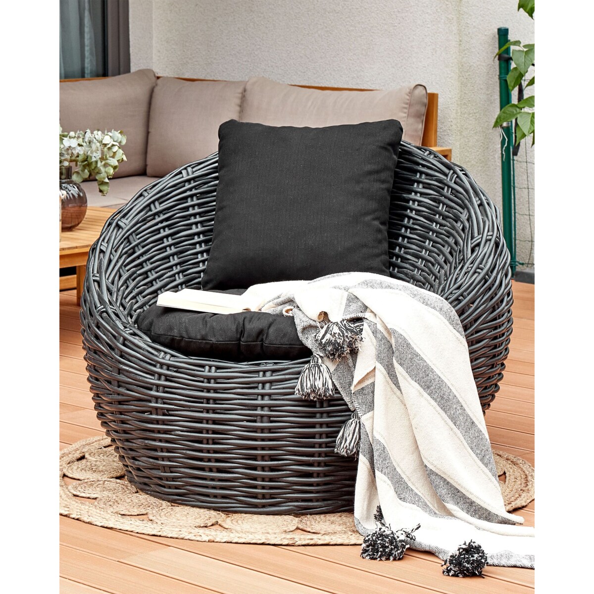 Krzesło ogrodowe LERICI Rattan Czarny