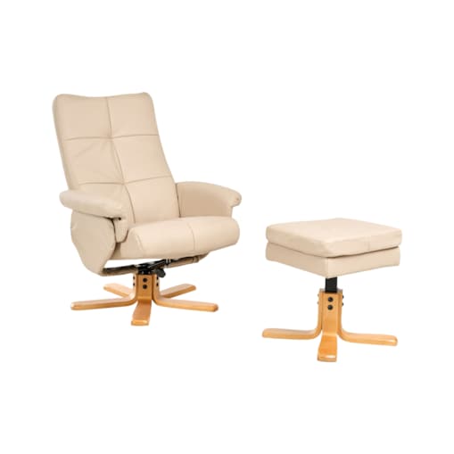 Rozkładany fotel EPSE Z podnóżkiem Ekoskóra Beżowy