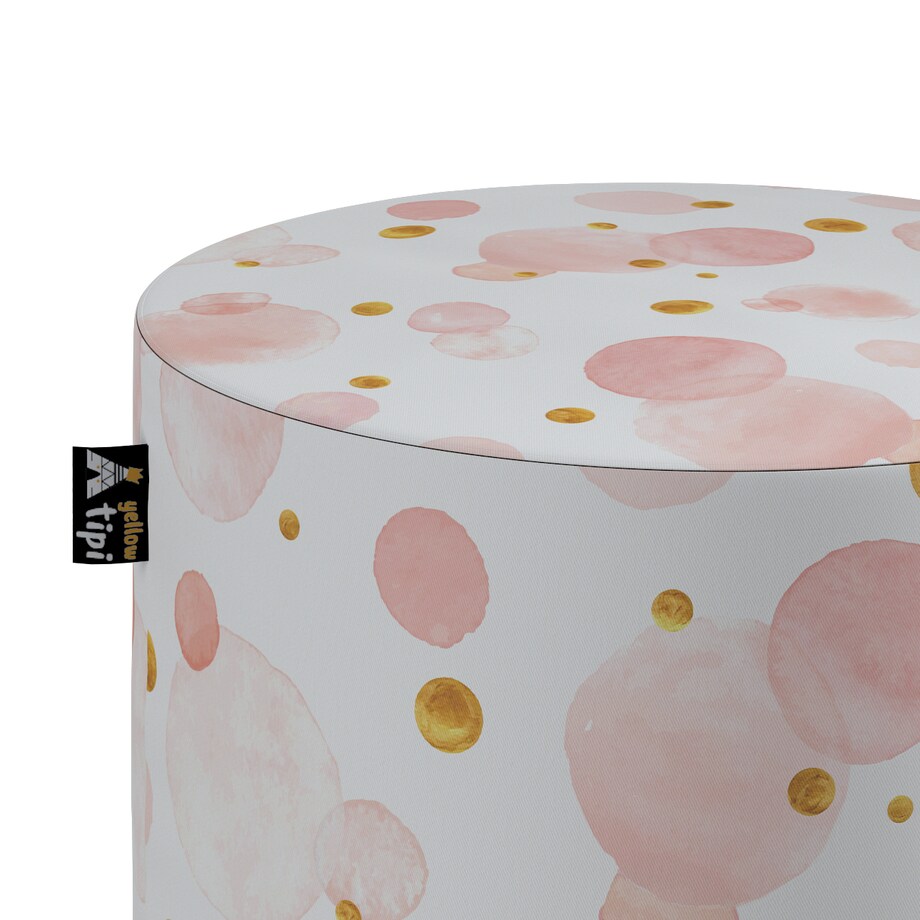Puf Bobby, ecru-różowy, ø40, wys. 40 cm, Magic Collection