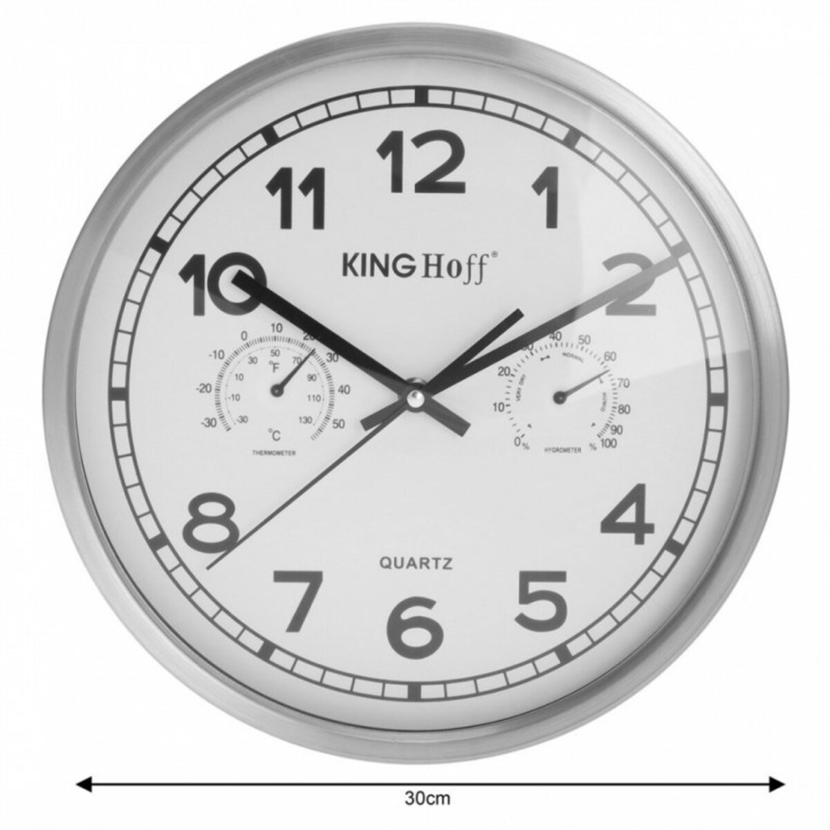 Zegar ścienny 30cm wilgotnościomierz + termometr KINGHOFF