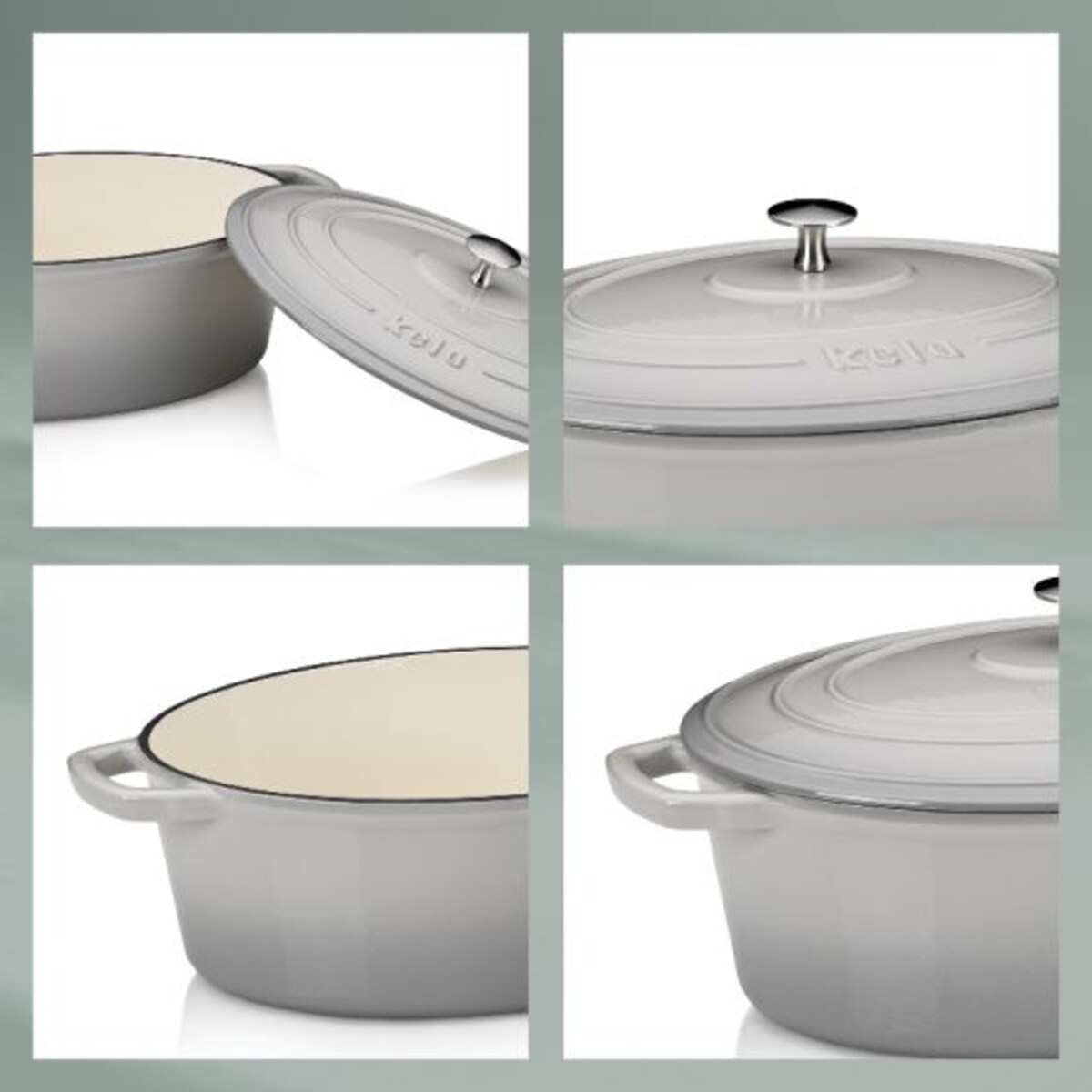 Naczynie żeliwne 9,3 l owalne (szare) Calido Kela