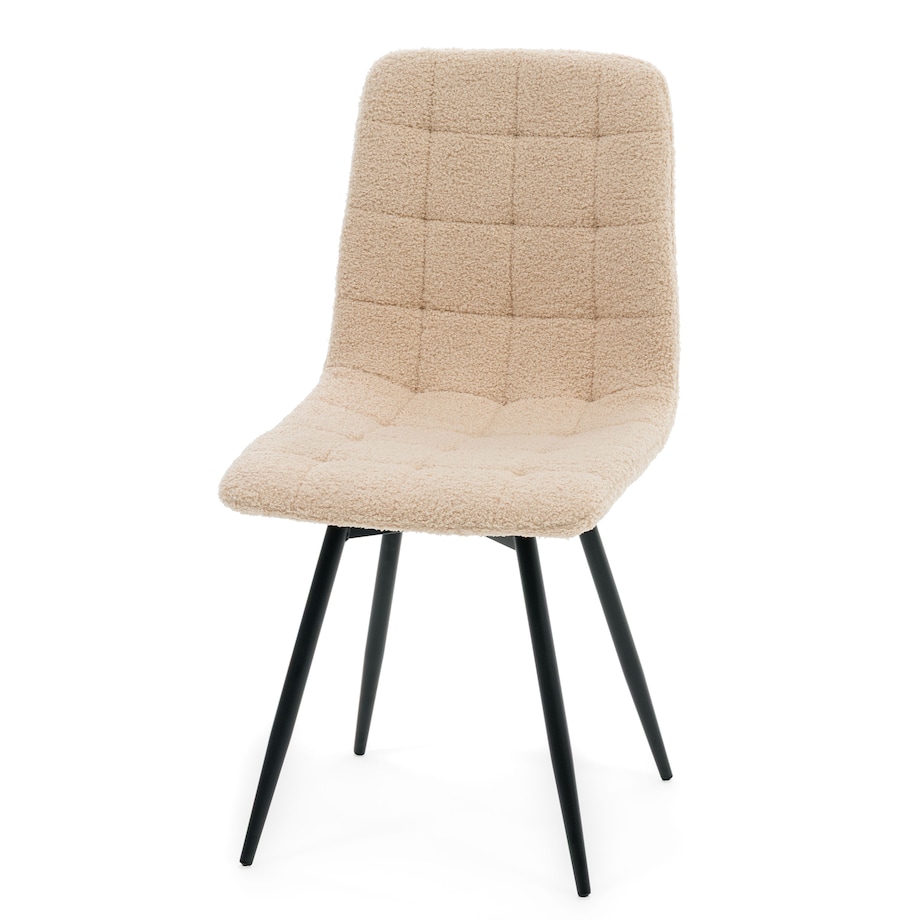 Krzesło tapicerowane obrotowe do salonu ARCO ciemnobeżowy boucle