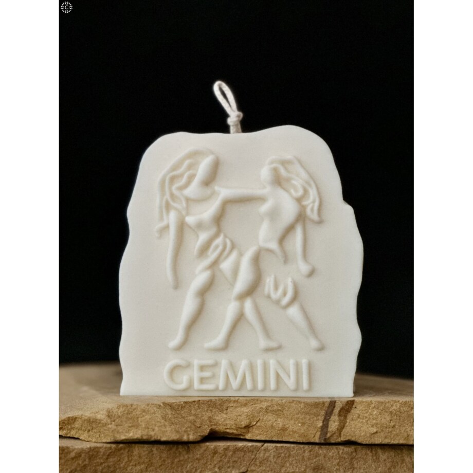 Świeca sojowa ozdobna Bliźnięta / znak zodiaku w pudełku prezentowym