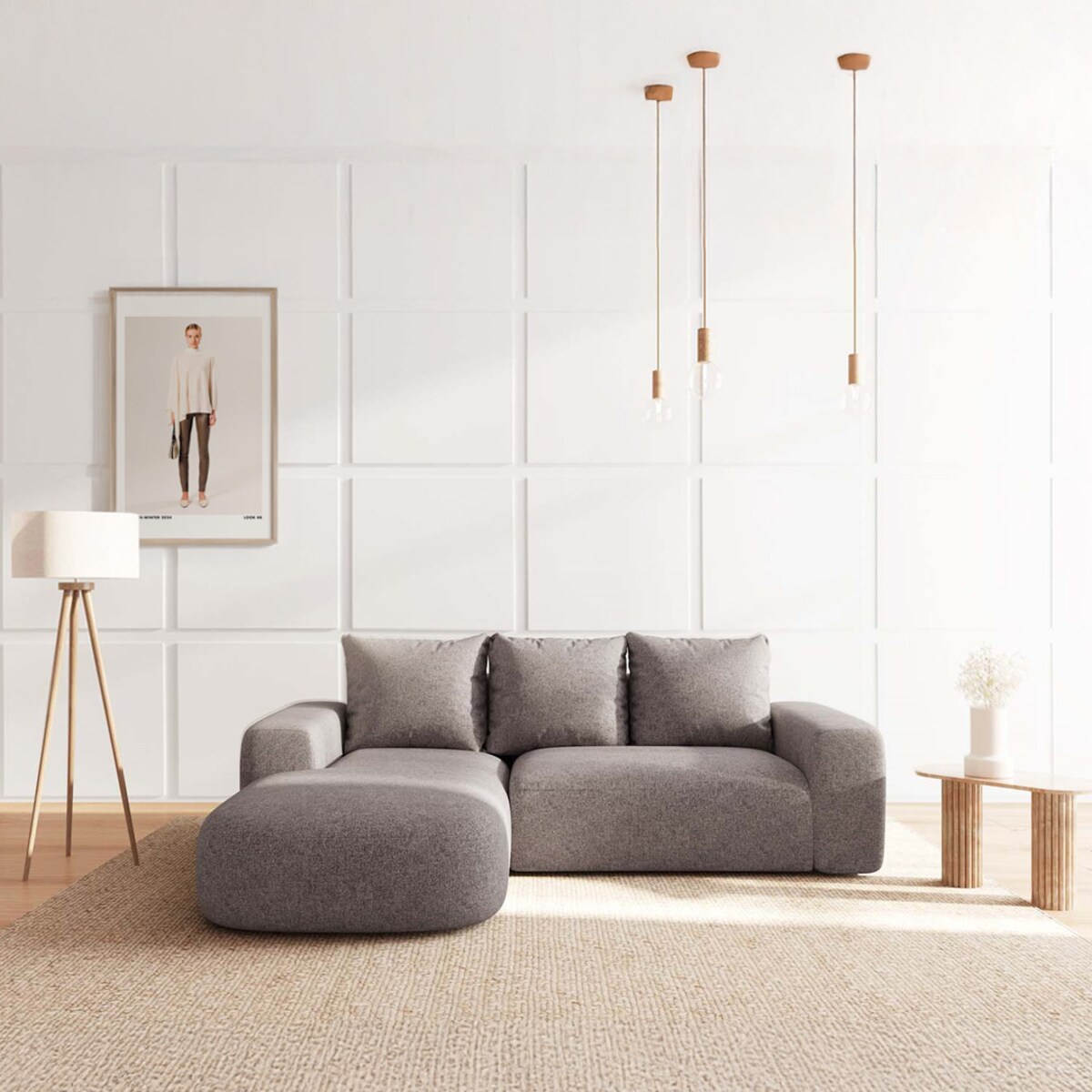 Monce Sofa narożna lewa jasnoszara