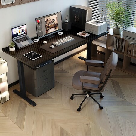 Biurko Elektryczne Podnoszone Czarne 140 cm Regulowane NOWOCZESNE 72-118 cm