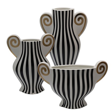 Wazon ceramiczny w paski biało-czarne 36,5x23,5x9,5 cm KALI-2 slim