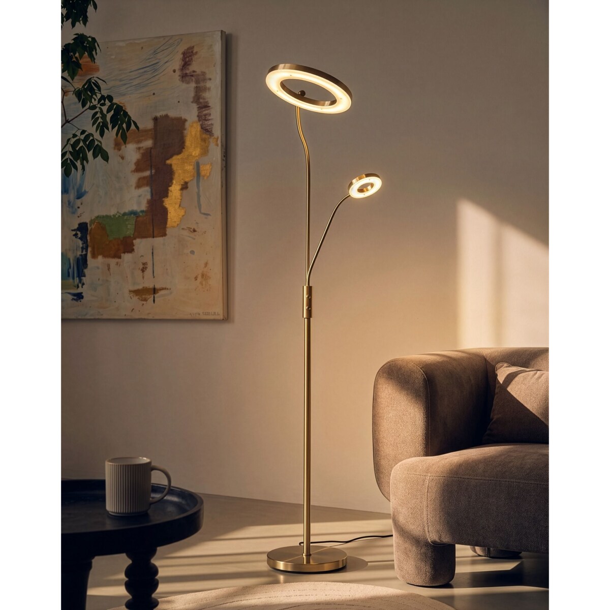 Lampa podłogowa LED AFTON Metal Mosiężny