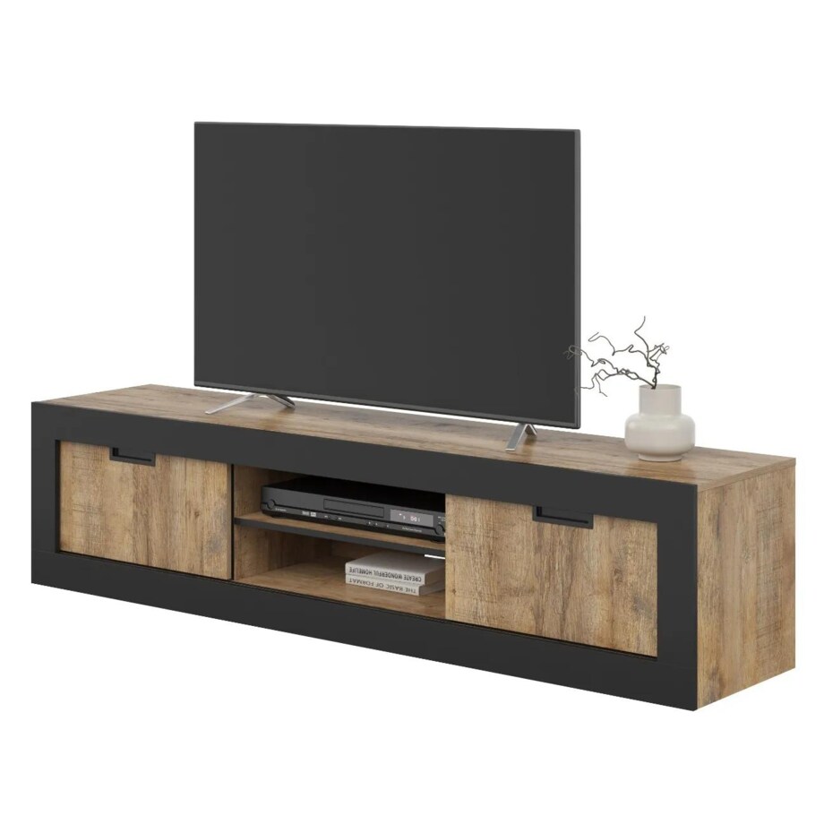 Szafka RTV DADES 2D 180cm dąb samdal/czarny mat