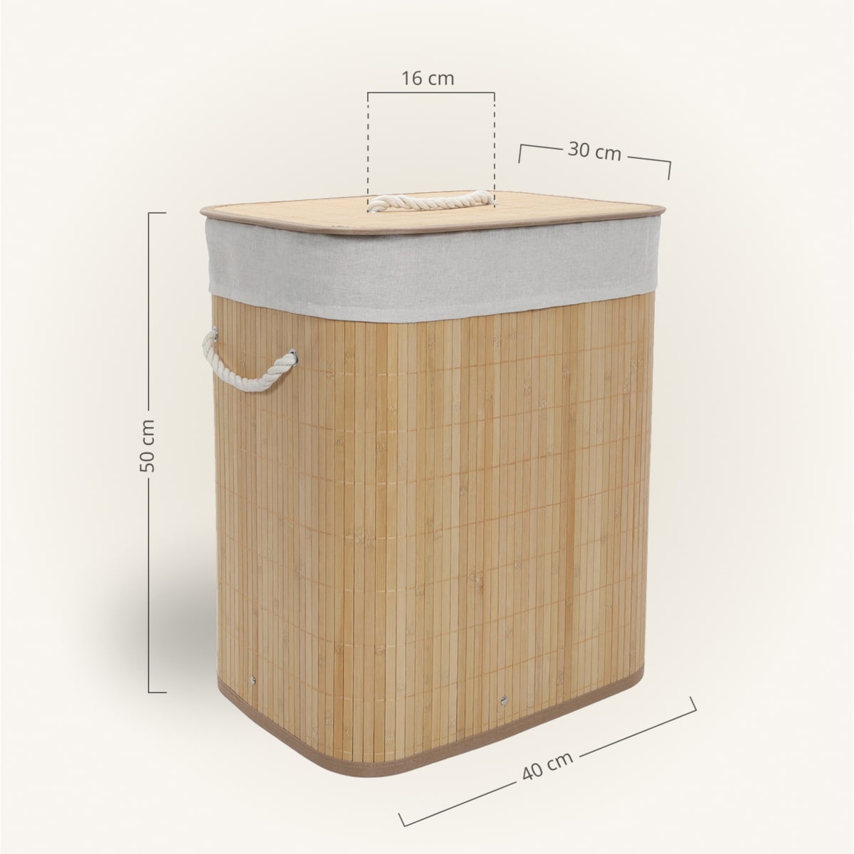 Bambusowy kosz na pranie z wyjmowanym workiem SANA, 60 l