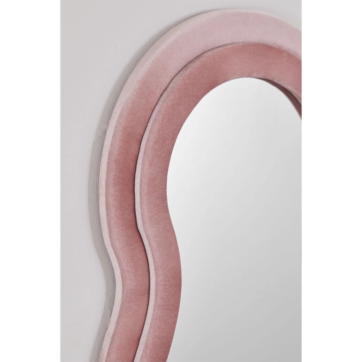 Lustro w falistej ramie aksamit brudny róż, Evelyn,160x60 cm