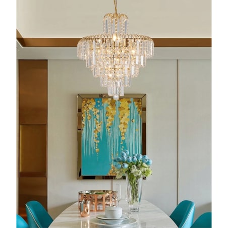 Lampa Wisząca Glamour Kryształowa Gold Złota E14