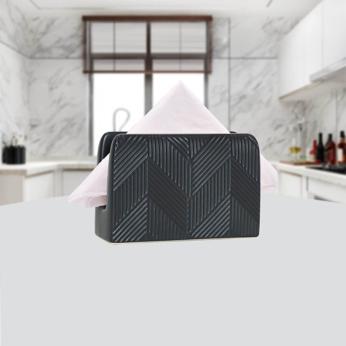 Ceramiczny serwetnik stojak na serwetki Geometry Black MAESTRO