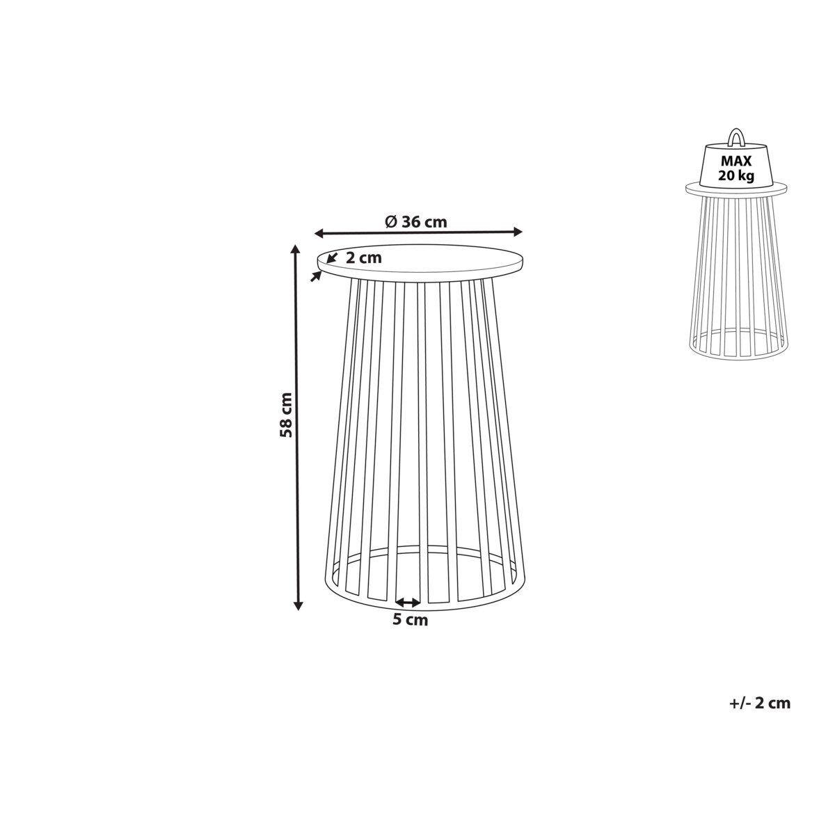 Stolik pomocniczy biały marmur z czarnym TAREE