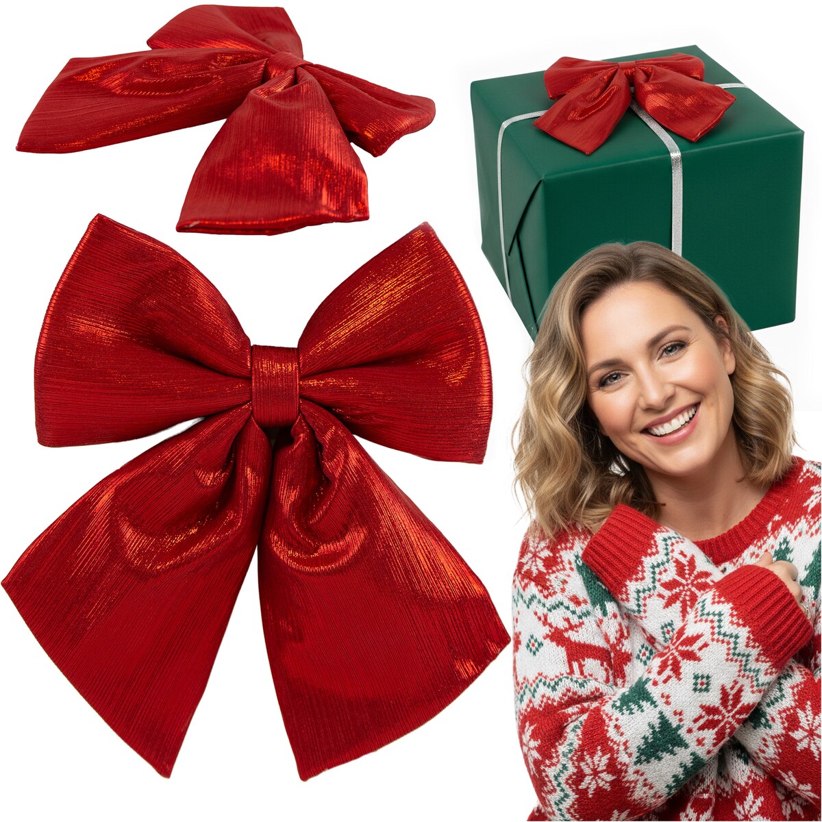 Kokarda Świąteczna Na Choinkę 24 Cm Kominek Na Boże Narodzenie Dekoracja Czerwona