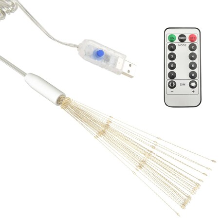 vidaXL Ogrodowa lampka fajerwerkowa, ciepła biel, 20 cm, 140 LED
