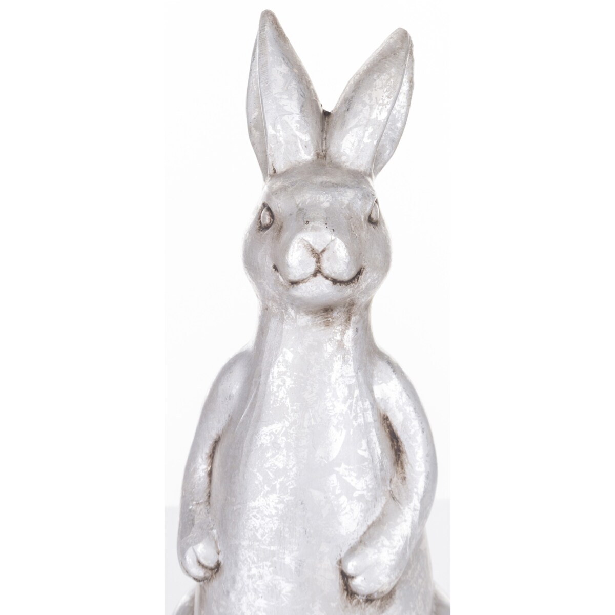 Dekoracja - ceramiczna figurka królika 32x13x13 cm srebrna