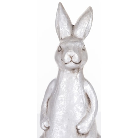 Dekoracja - ceramiczna figurka królika 32x13x13 cm srebrna