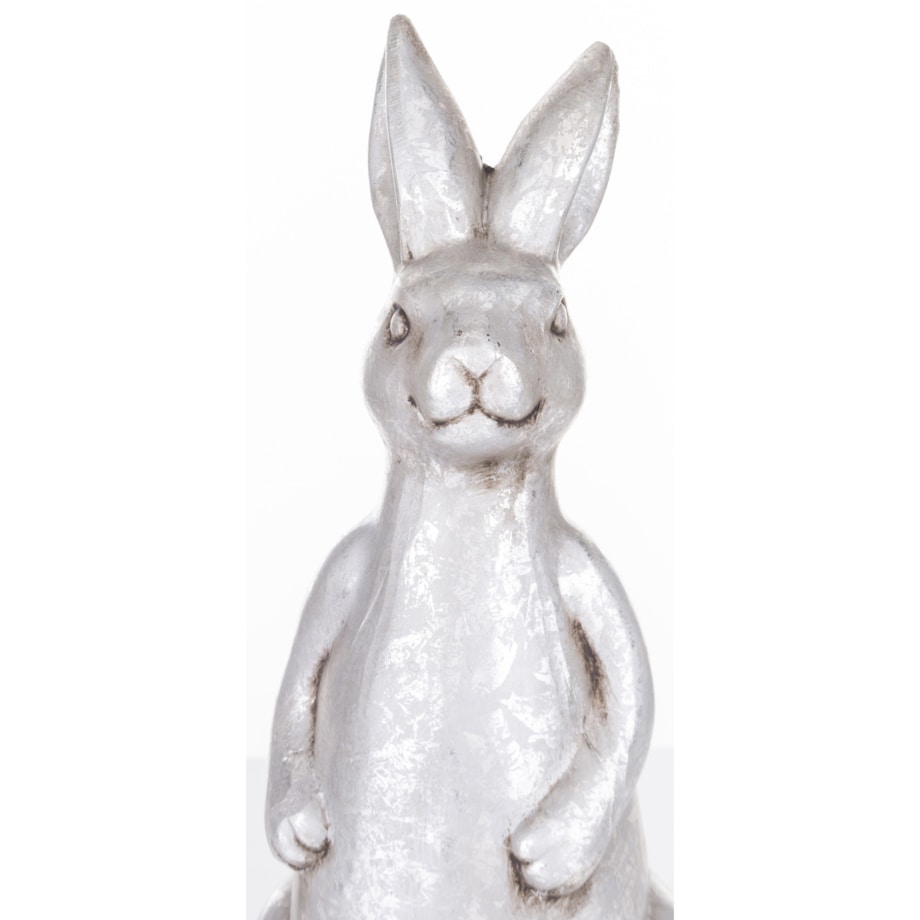 Dekoracja - ceramiczna figurka królika 32x13x13 cm srebrna