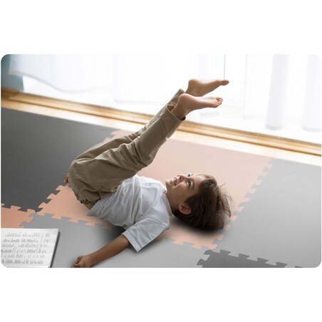 Duża mata piankowa puzzle piankowe 180x180cm 9szt Ricokids szaro-brzoskwiniowa