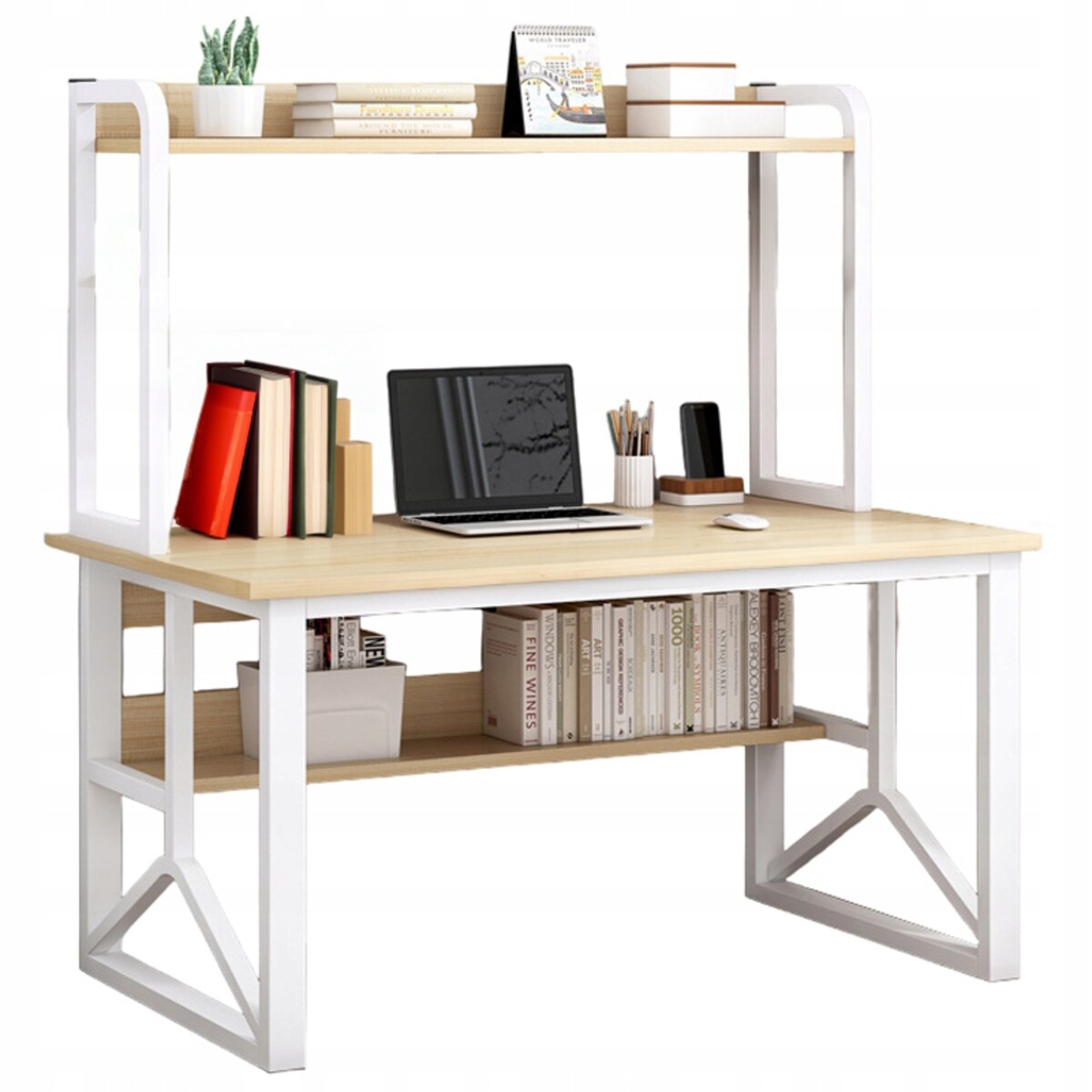 Biurko Komputerowe Jasny Dąb Pod Laptop Stolik Gamingowe Nowoczesne 120 Cm