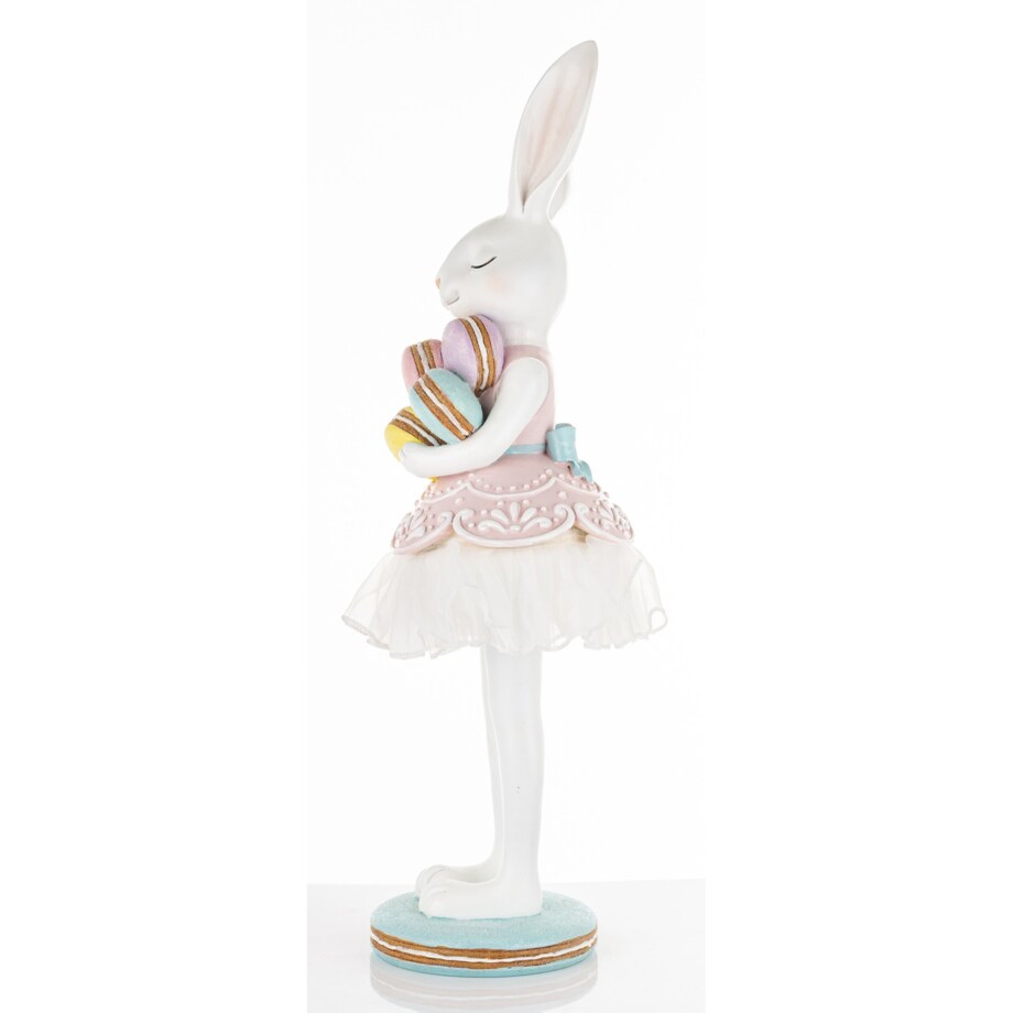 Dekoracja - króliczka w tiulowej spódniczce 55x22x16 cm GUDRUN z makaronikami