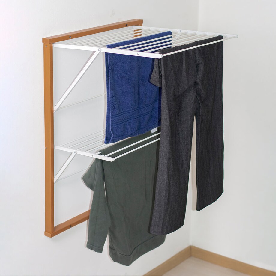 ARREDAMENTI KEVIN Naścienna suszarka na pranie - 64 x 67 cm, Brązowy