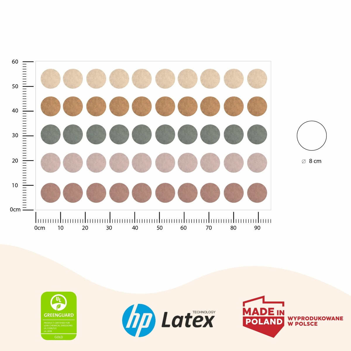 Naklejki Na Ścianę Dla Dzieci KROPKI Grochy Styl Boho Zestaw 50 szt.