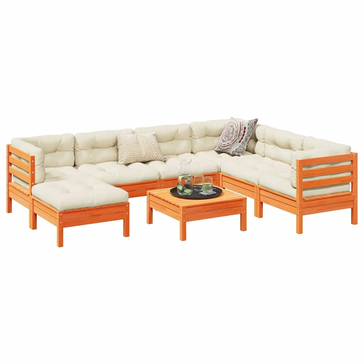 vidaXL 8-cz. zestaw wypoczynkowy do ogrodu, z poduszkami, woskowy brąz