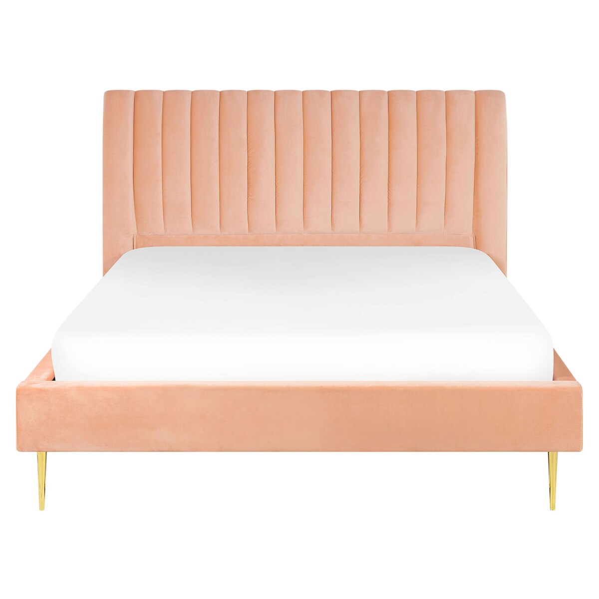 Łóżko welurowe 160 x 200 cm brzoskwiniowe MARVILLE