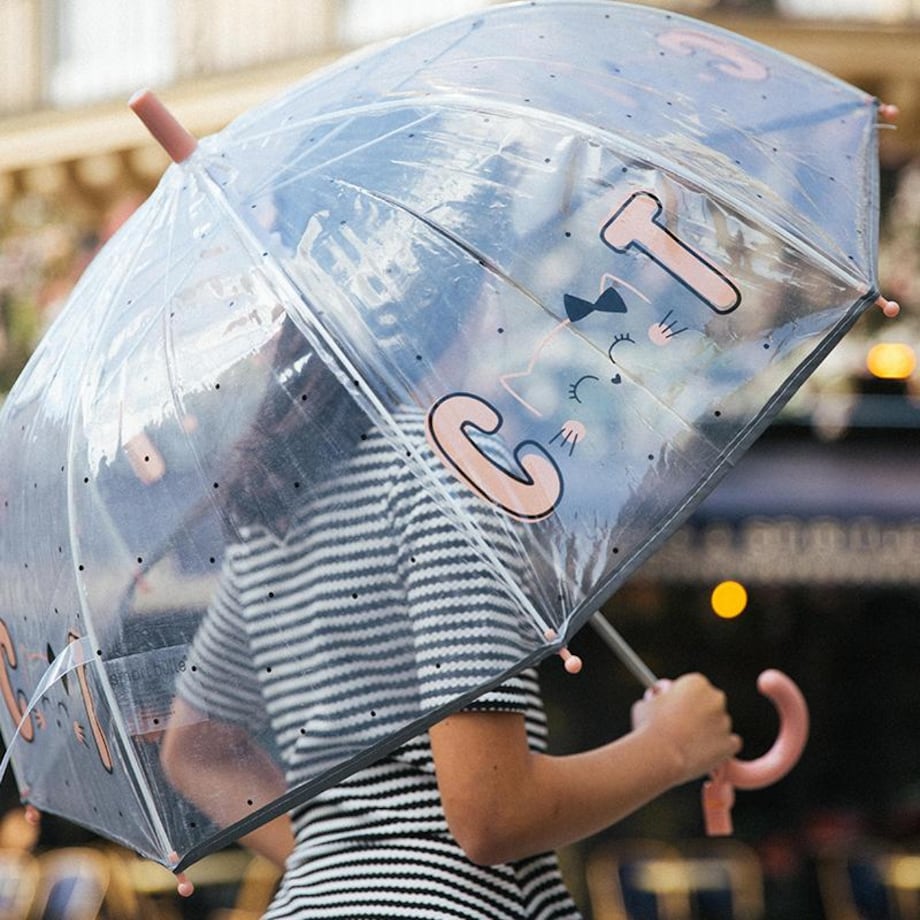 Dziecięcy parasol przezroczysty z gwizdkiem, Cat