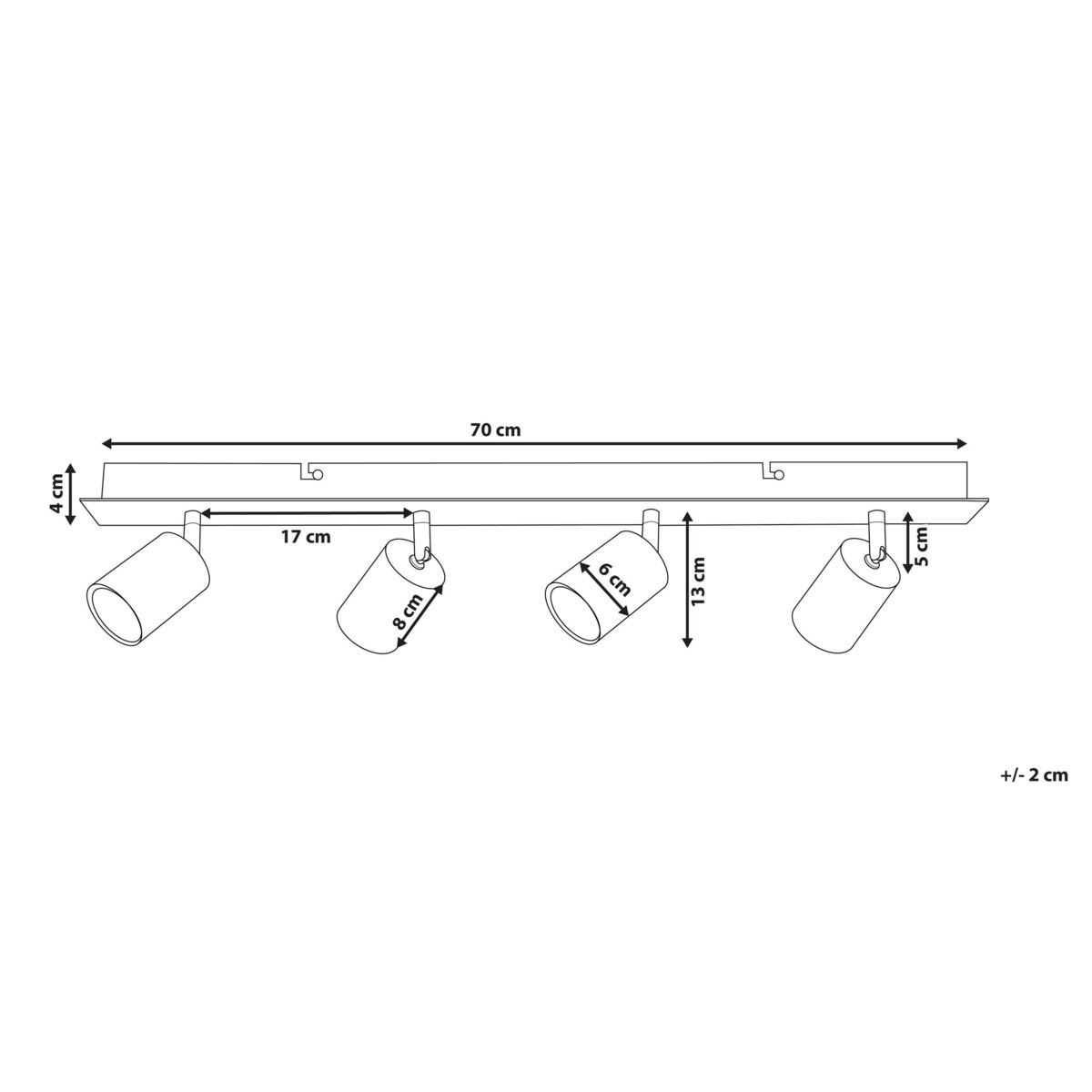 Lampa sufitowa 4-punktowa metalowa biała TIGRIS