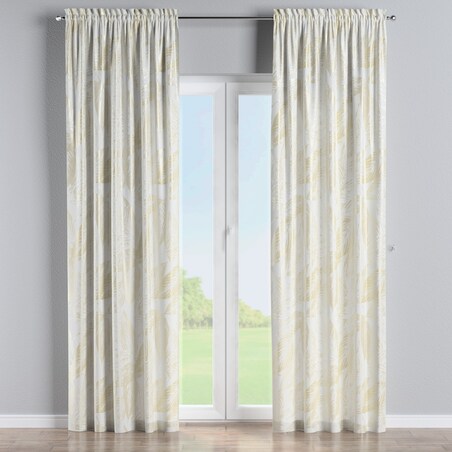 Zasłona na kanale z grzywką 1 szt. 130x245 ecru liście